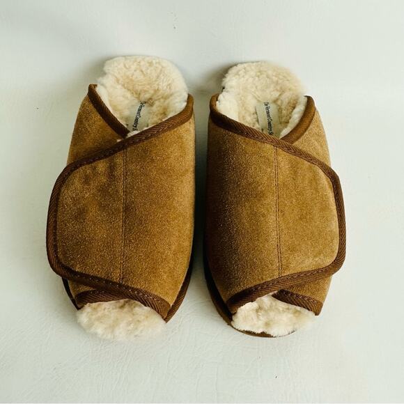 Vermont Country Store Slippers 72421 Chestnut Leather Upper Brown Scuffs Sz 10 - Picture 4 of 12